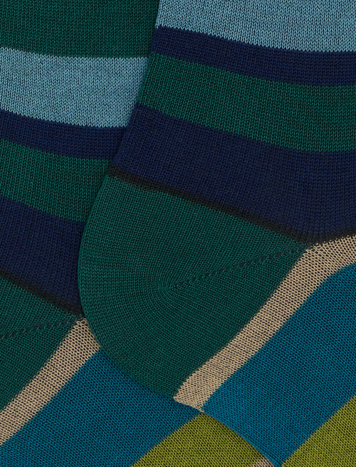 Calze lunghe uomo cotone righe multicolor verde - Past Season | Gallo 1927 - Official Online Shop