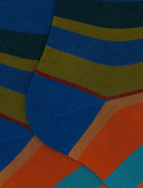 Calze lunghe uomo cotone righe multicolor blu - Past Season | Gallo 1927 - Official Online Shop