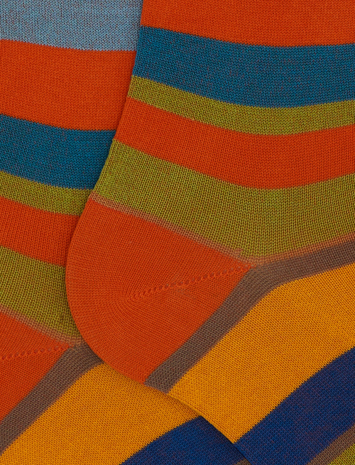 Calze lunghe uomo cotone righe multicolor arancio - Past Season | Gallo 1927 - Official Online Shop