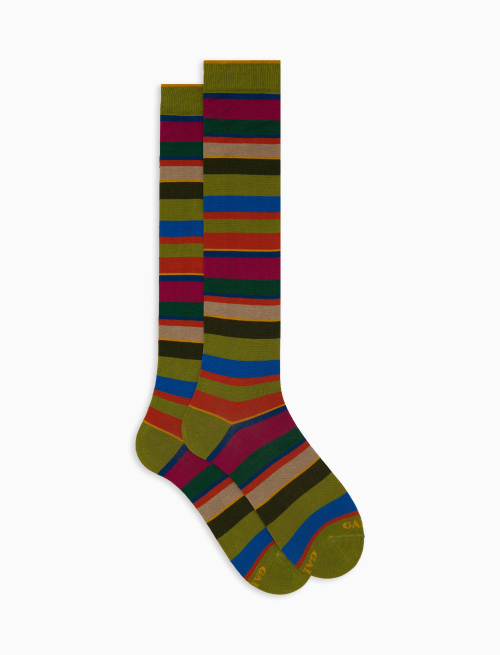 Calze lunghe uomo cotone righe multicolor verde - New In | Gallo 1927 - Official Online Shop