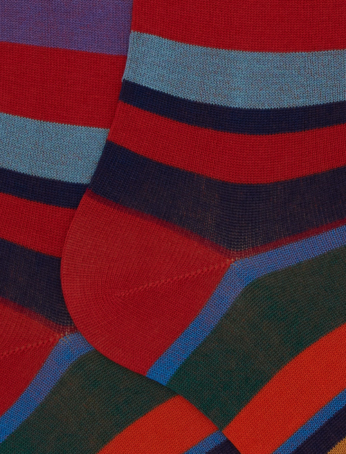 Calze lunghe uomo cotone righe multicolor rosso - Uomo | Gallo 1927 - Official Online Shop