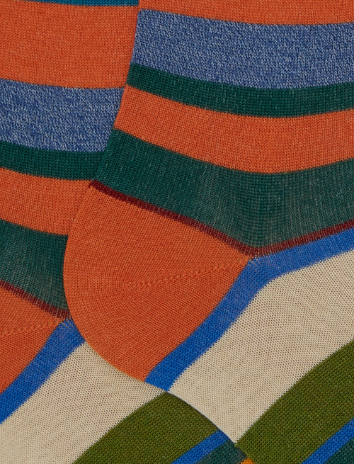 Calze lunghe uomo cotone righe multicolor arancio - Uomo | Gallo 1927 - Official Online Shop