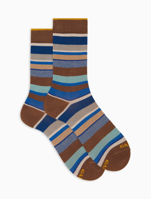 Calze corte uomo cotone righe multicolor marrone - Corte | Gallo 1927 - Official Online Shop