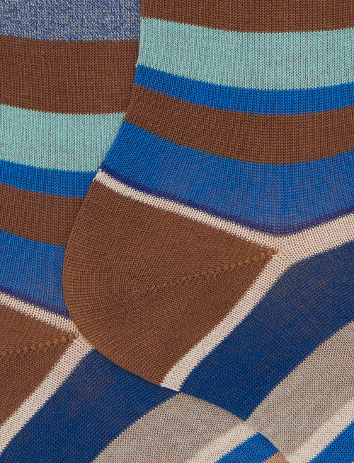 Calze corte uomo cotone righe multicolor marrone - Corte | Gallo 1927 - Official Online Shop