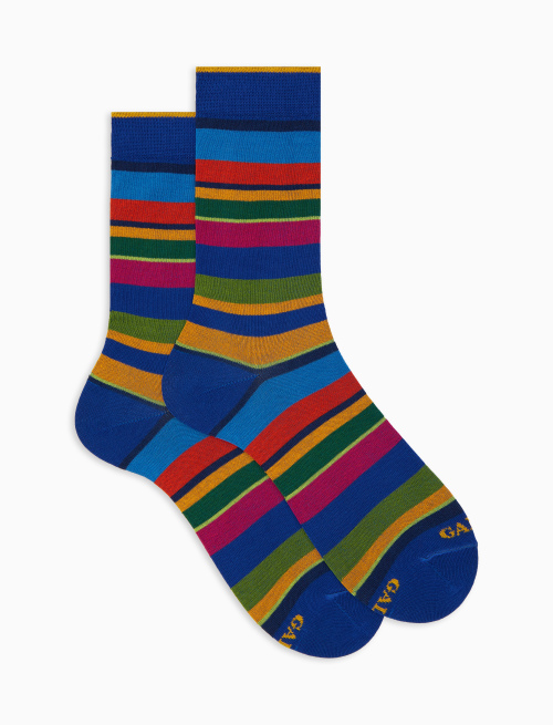 Calze corte uomo cotone righe multicolor blu - Corte | Gallo 1927 - Official Online Shop