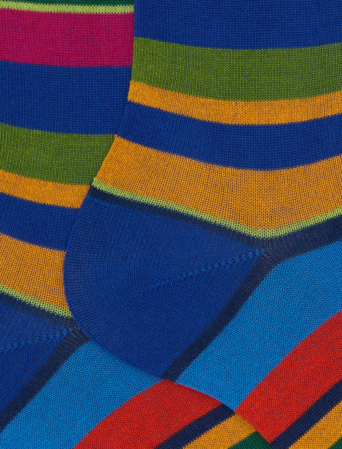 Calze corte uomo cotone righe multicolor blu - Corte | Gallo 1927 - Official Online Shop