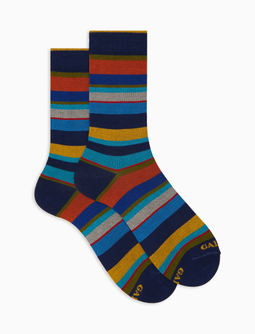 Calze corte uomo cotone righe multicolor blu - Corte | Gallo 1927 - Official Online Shop