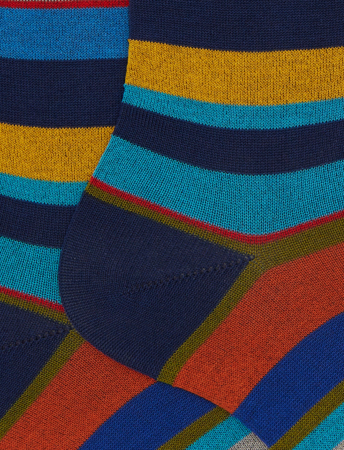 Calze corte uomo cotone righe multicolor blu - Corte | Gallo 1927 - Official Online Shop
