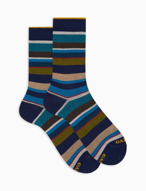 Calze corte uomo cotone righe multicolor blu - Corte | Gallo 1927 - Official Online Shop