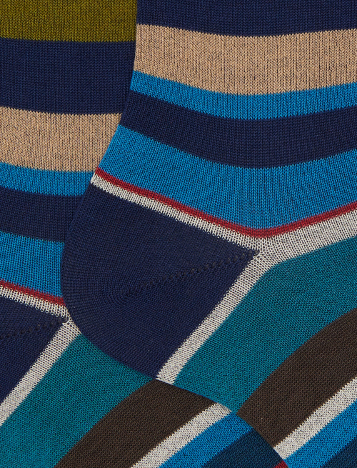 Calze corte uomo cotone righe multicolor blu - Corte | Gallo 1927 - Official Online Shop