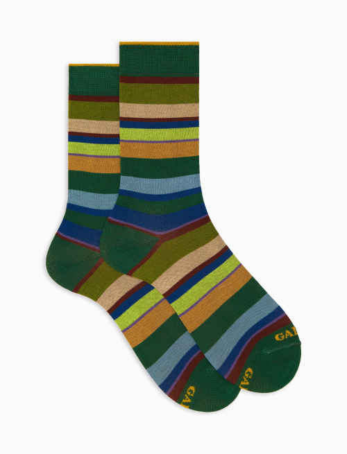 Calze corte uomo cotone righe multicolor verde - Corte | Gallo 1927 - Official Online Shop