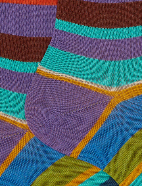 Calze corte uomo cotone righe multicolor viola - Corte | Gallo 1927 - Official Online Shop