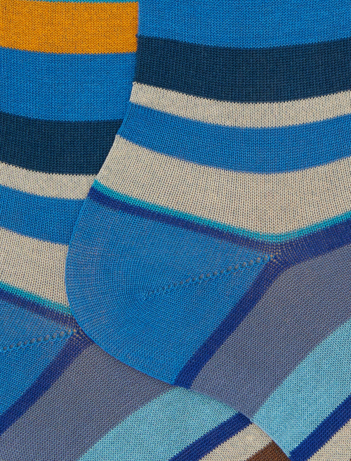 Calze corte uomo cotone righe multicolor azzurro - Corte | Gallo 1927 - Official Online Shop