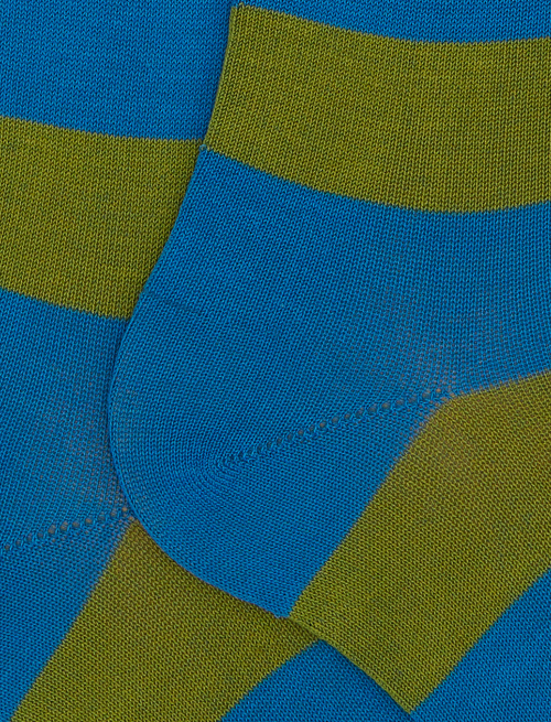 Men's long light blue cotton socks with two-tone stripe pattern - Man | Gallo 1927 - Official Online Shop