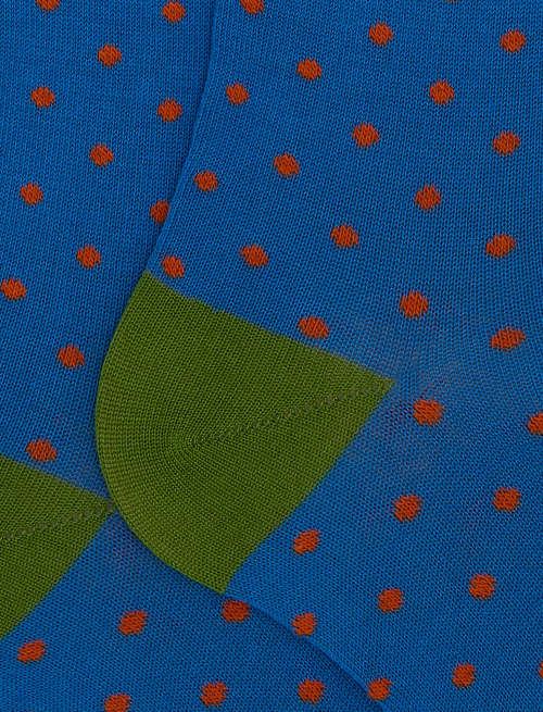 Men's long light blue cotton socks with polka dot pattern - Man | Gallo 1927 - Official Online Shop