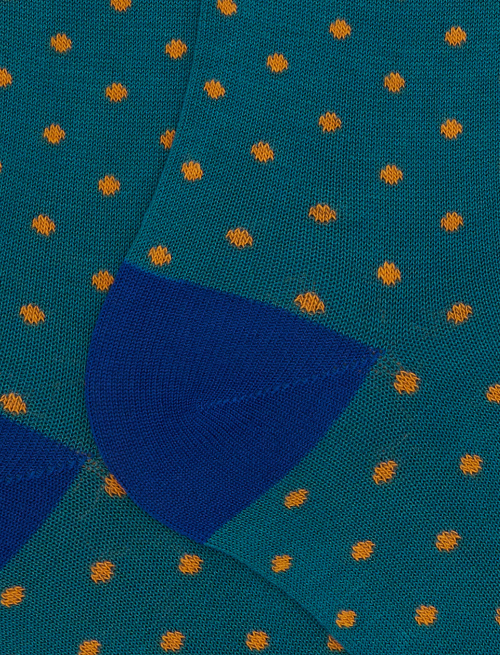 Men's long light blue cotton socks with polka dot pattern - Polka Dot | Gallo 1927 - Official Online Shop