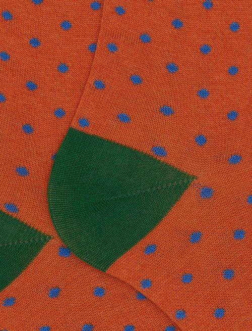 Men's long orange cotton socks with polka dot pattern - Polka Dot | Gallo 1927 - Official Online Shop