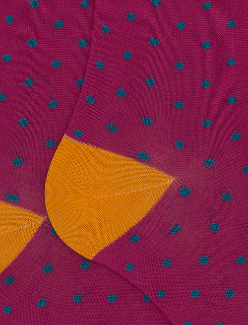 Men's long fuchsia cotton socks with polka dot pattern - Polka Dot | Gallo 1927 - Official Online Shop