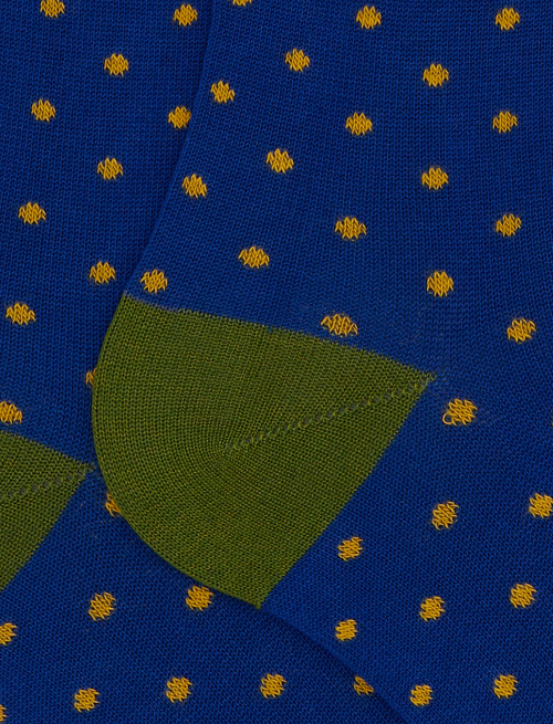 Men's long blue cotton socks with polka dot pattern - Polka Dot | Gallo 1927 - Official Online Shop