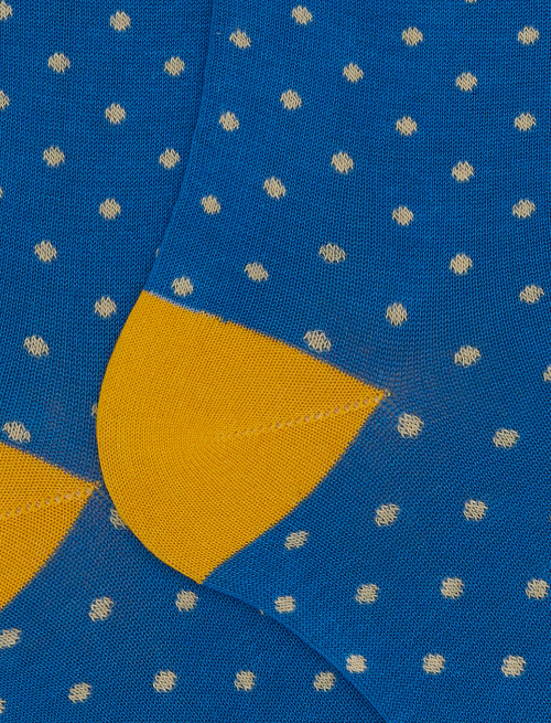 Men's long light blue cotton socks with polka dot pattern - Polka Dot | Gallo 1927 - Official Online Shop