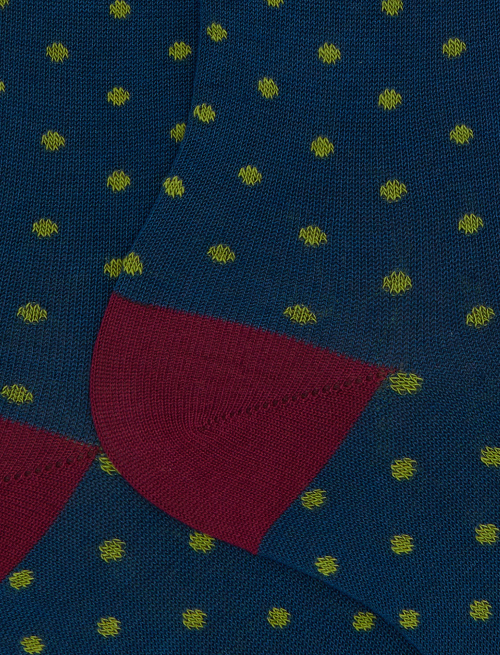 Men's short blue cotton socks with polka dot pattern - Polka Dot | Gallo 1927 - Official Online Shop