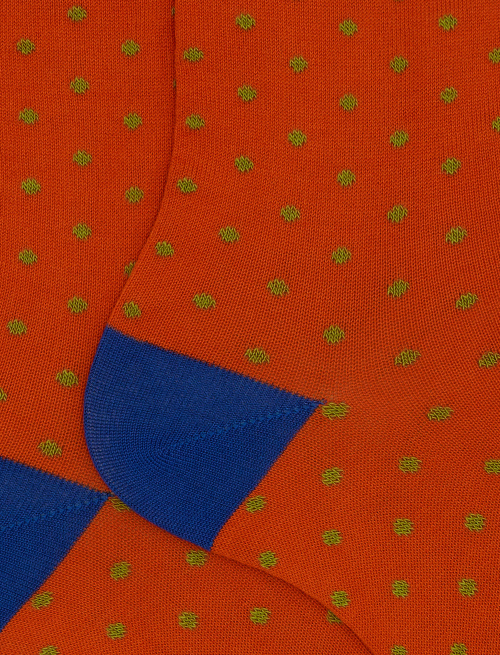 Men's short orange cotton socks with polka dot pattern - Man | Gallo 1927 - Official Online Shop