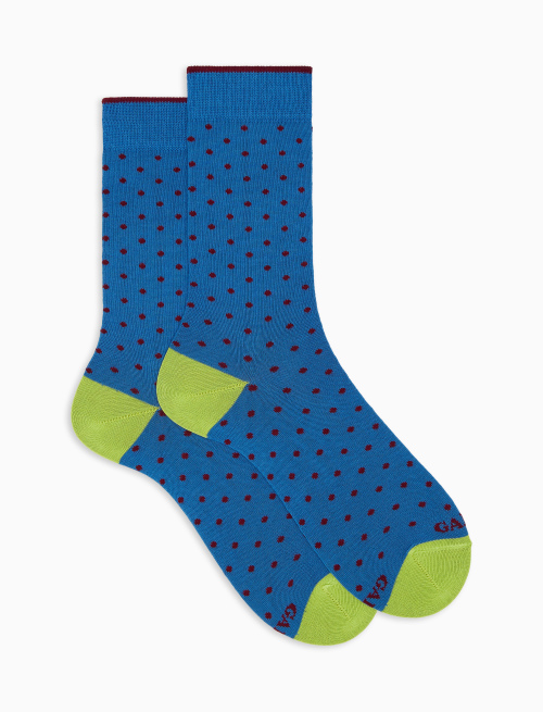 Men's short aegean blue socks with polka dots - Socks | Gallo 1927 - Official Online Shop