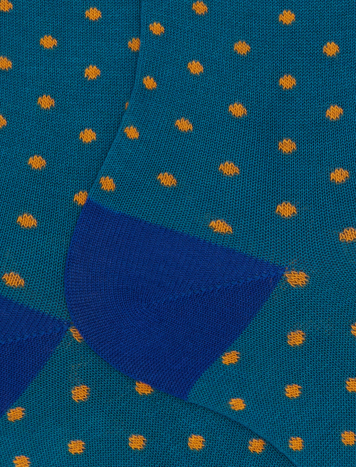 Men's short light blue cotton socks with polka dot pattern - Polka Dot | Gallo 1927 - Official Online Shop