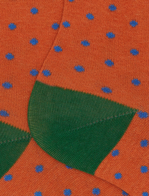 Men's short orange cotton socks with polka dot pattern - Polka Dot | Gallo 1927 - Official Online Shop
