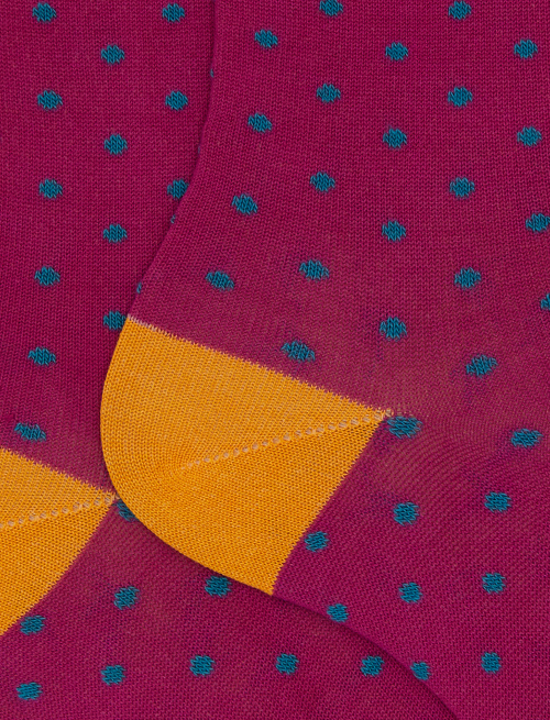 Men's short fuchsia cotton socks with polka dot pattern - Polka Dot | Gallo 1927 - Official Online Shop