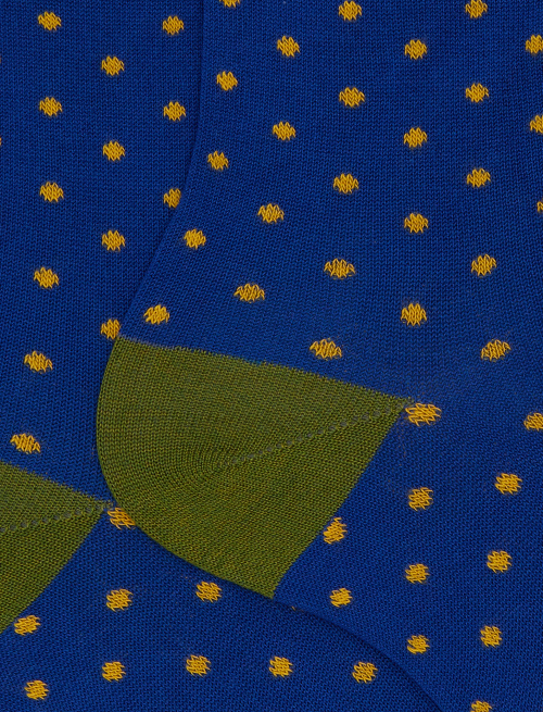 Men's short blue cotton socks with polka dot pattern - Polka Dot | Gallo 1927 - Official Online Shop