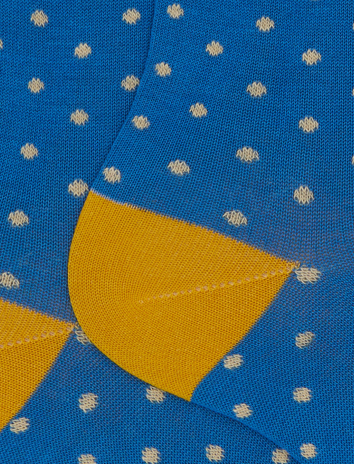 Men's short light blue cotton socks with polka dot pattern - Man | Gallo 1927 - Official Online Shop