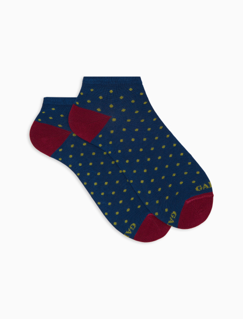 Men's blue cotton ankle socks with polka dot pattern - Fantasmini | Gallo 1927 - Official Online Shop