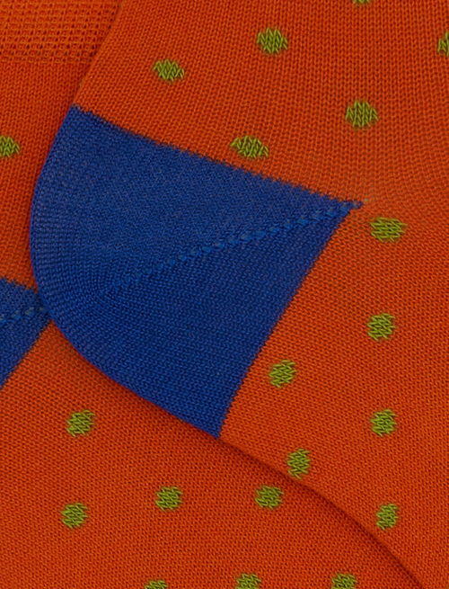 Men's orange cotton ankle socks with polka dot pattern - Man | Gallo 1927 - Official Online Shop