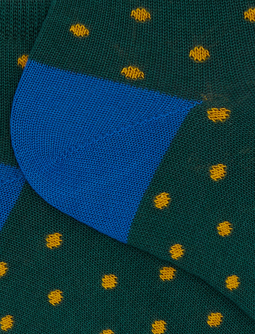Men's green cotton ankle socks with polka dot pattern - Man | Gallo 1927 - Official Online Shop