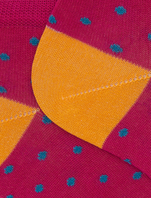 Men's fuchsia cotton ankle socks with polka dot pattern - Fantasmini | Gallo 1927 - Official Online Shop