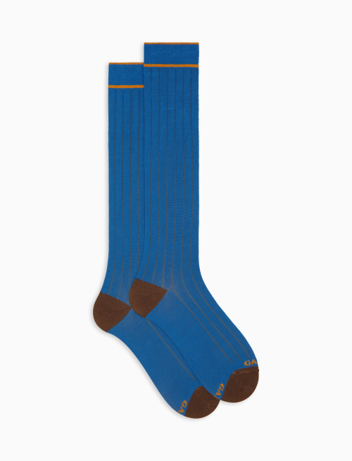 Men's long plain light blue cotton socks - The SS Edition | Gallo 1927 - Official Online Shop