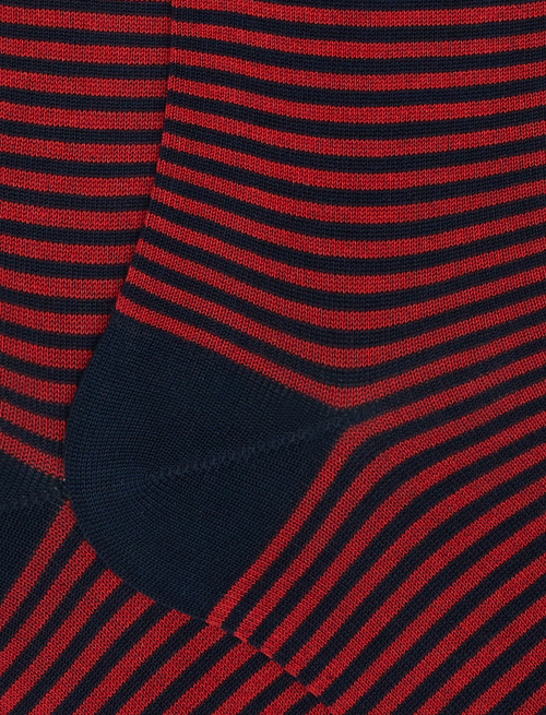 Men's long ocean blue light cotton socks with Windsor stripes - TEST | Gallo 1927 - Official Online Shop