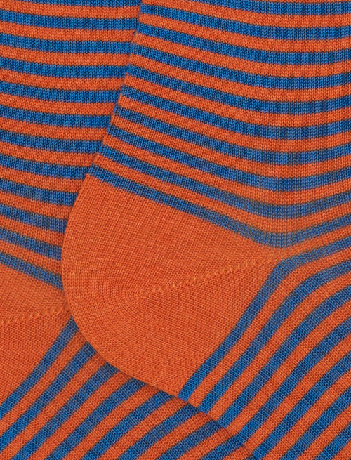 Men's long orange cotton socks with Windsor stripes - Windsor | Gallo 1927 - Official Online Shop