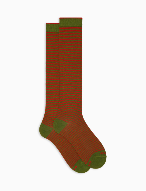 Men's long green cotton socks with Windsor stripes - Windsor | Gallo 1927 - Official Online Shop