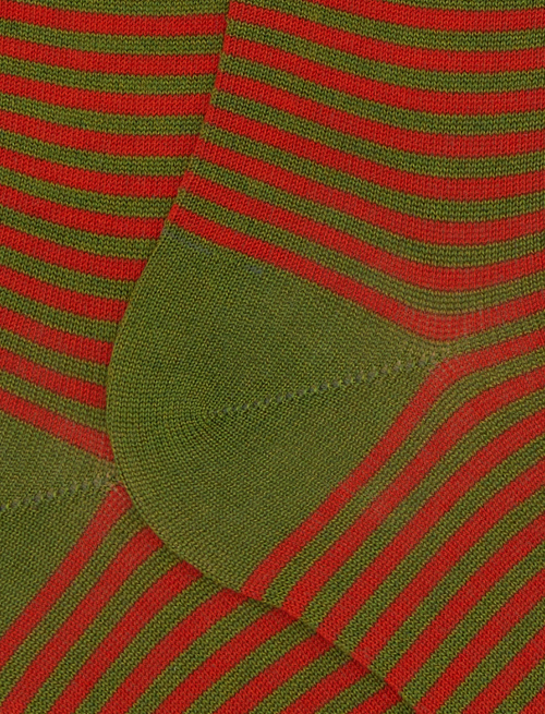 Men's long green cotton socks with Windsor stripes - Windsor | Gallo 1927 - Official Online Shop