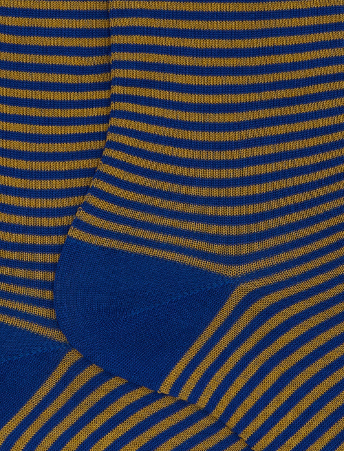 Men's short blue cotton socks with Windsor stripes | Gallo 1927 - Official Online Shop