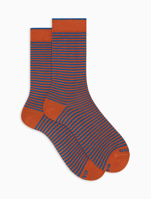 Men's short orange cotton socks with Windsor stripes - Windsor | Gallo 1927 - Official Online Shop