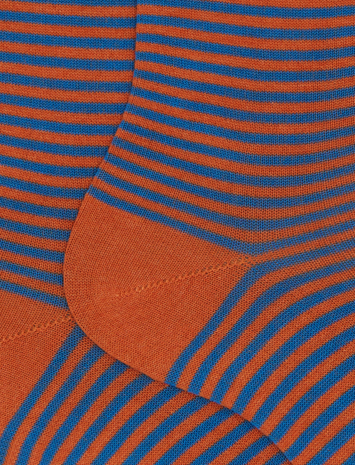 Men's short orange cotton socks with Windsor stripes - Man | Gallo 1927 - Official Online Shop