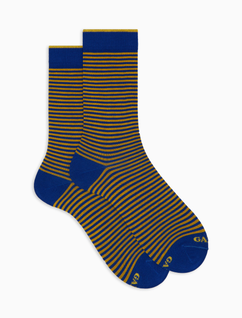 Men's short yellow cotton socks with Windsor stripes - Windsor | Gallo 1927 - Official Online Shop