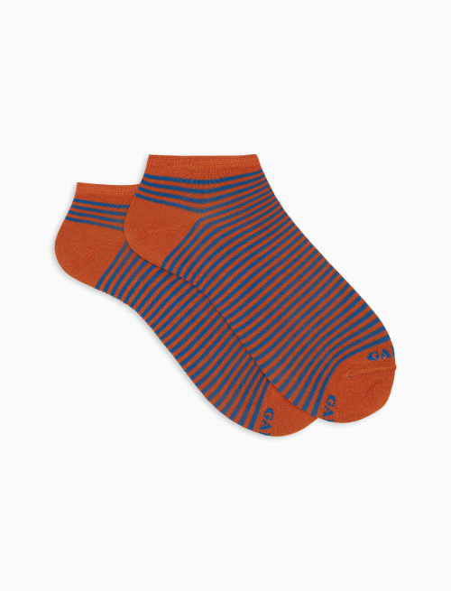 Men's orange cotton ankle socks with Windsor stripes - Fantasmini | Gallo 1927 - Official Online Shop