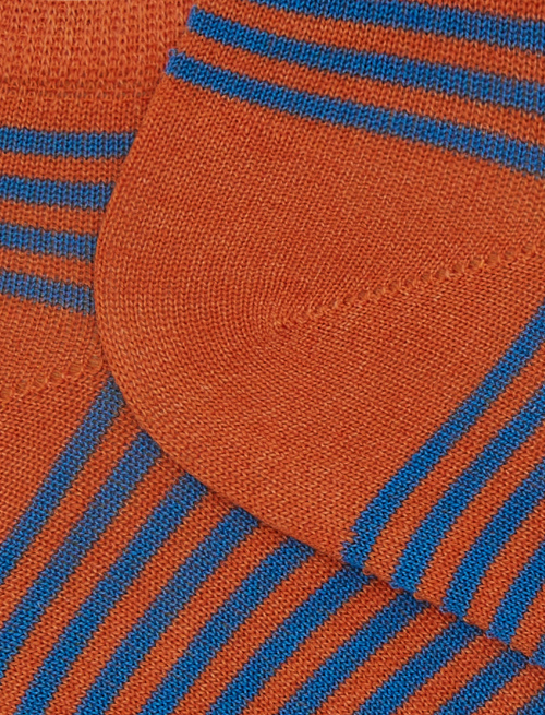 Men's orange cotton ankle socks with Windsor stripes - Fantasmini | Gallo 1927 - Official Online Shop