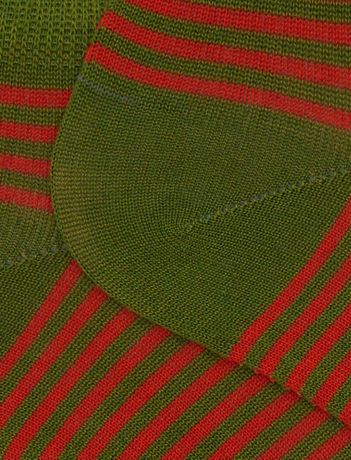 Men's green cotton ankle socks with Windsor stripes - Fantasmini | Gallo 1927 - Official Online Shop