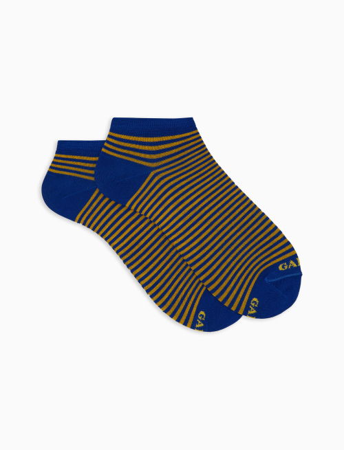 Men's yellow cotton ankle socks with Windsor stripes - Fantasmini | Gallo 1927 - Official Online Shop