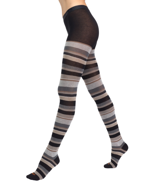 Women's black cotton tights with multicoloured strips - Tights | Gallo 1927 - Official Online Shop